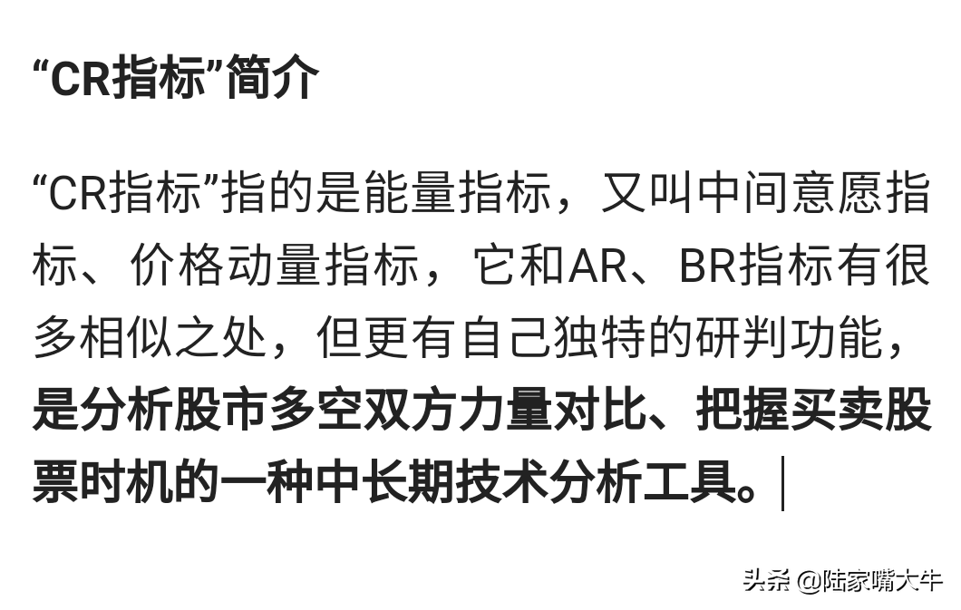 黄金CR能量指标掌握强势股