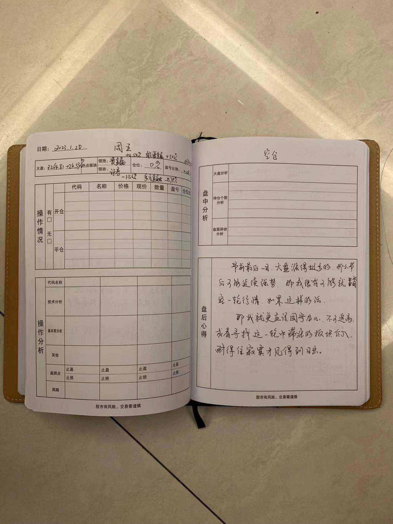 花了点时间设计了炒股日记的表格