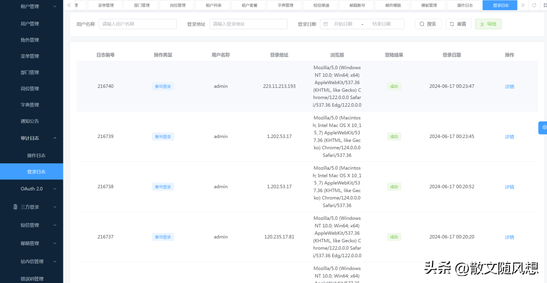 一个很强的后台管理系统支持SaaS多租户商城CRMERP等功能
