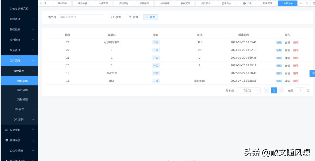 一个很强的后台管理系统支持SaaS多租户商城CRMERP等功能