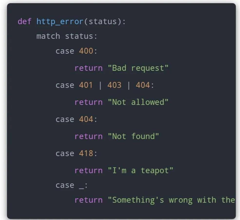 python310正式发布新增match和case语法