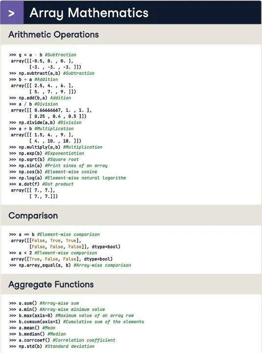pythonnumPy用法一览表
