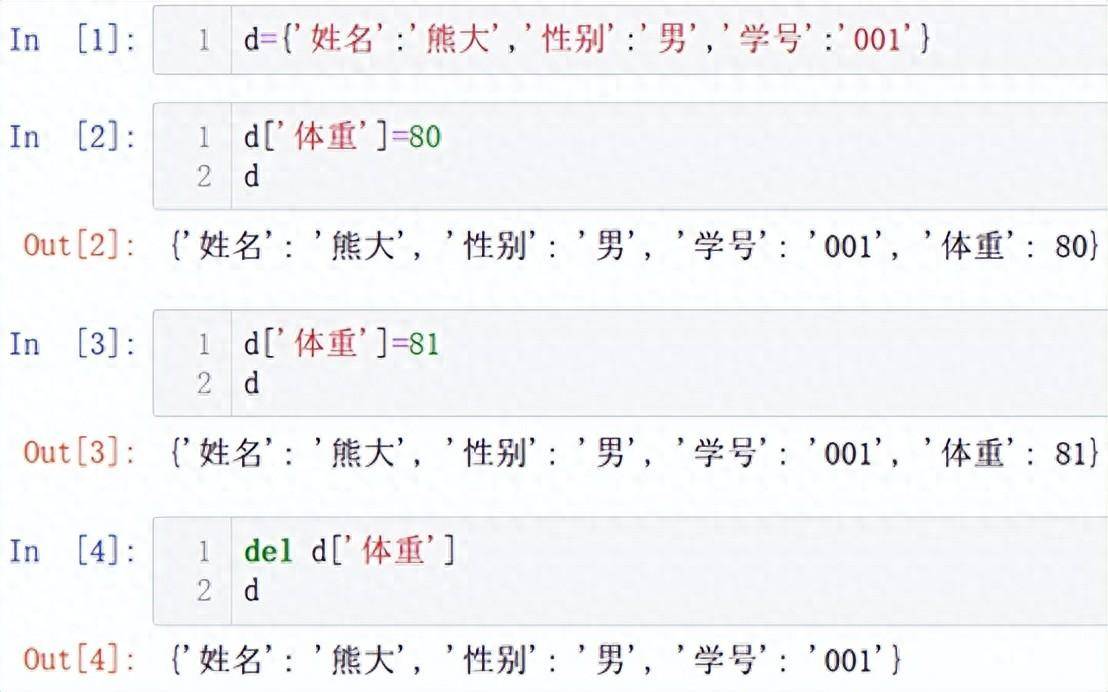 简单学Python字典的操作1增加更改和删除字典元素