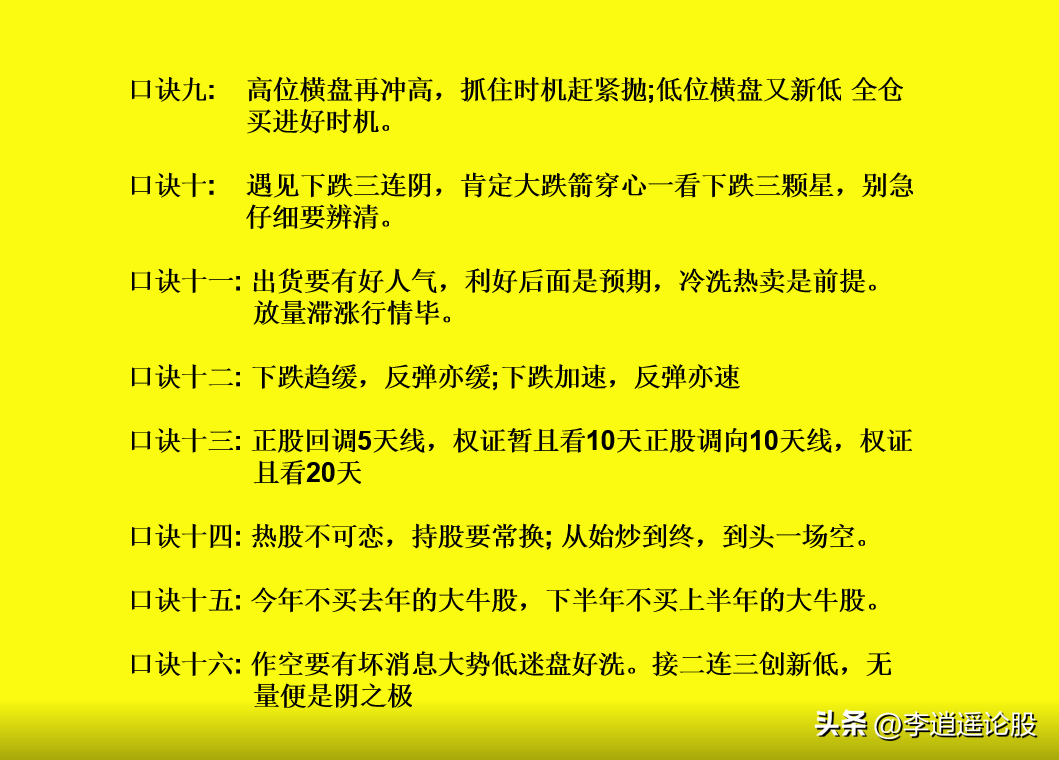 炒股十张口诀