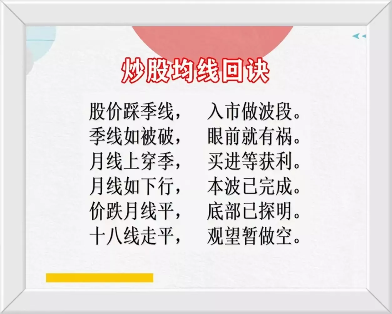 关于量价的口诀和股票买入的十二大定律以及炒股必记口诀