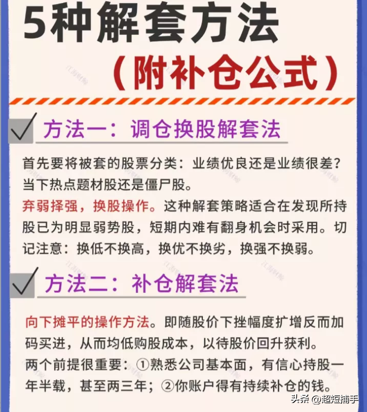 炒股难免被套，该如何解套。