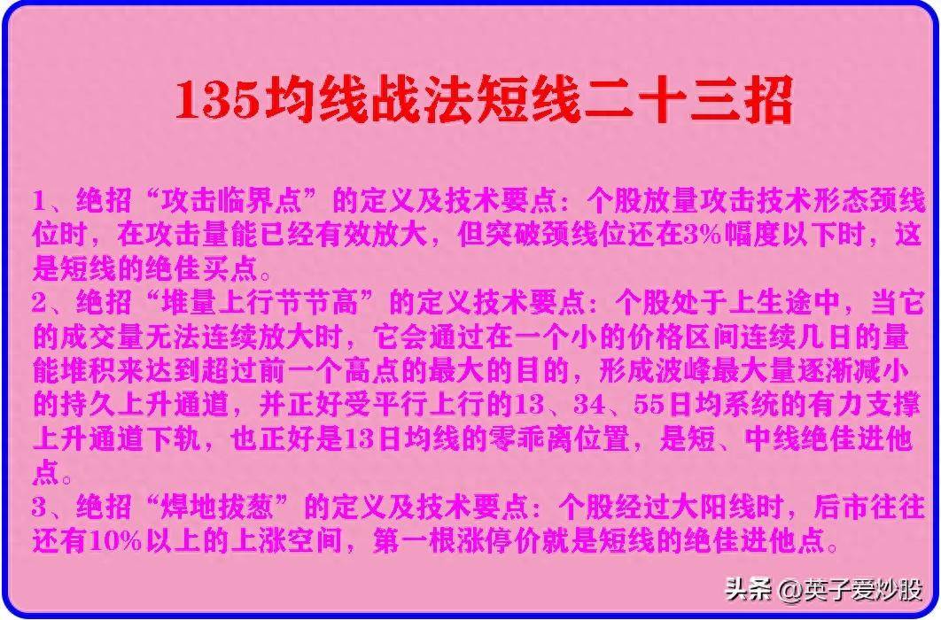 135均线战法二十三招短线口诀
