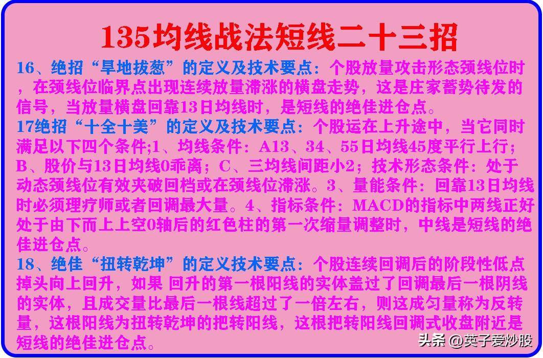 135均线战法二十三招短线口诀