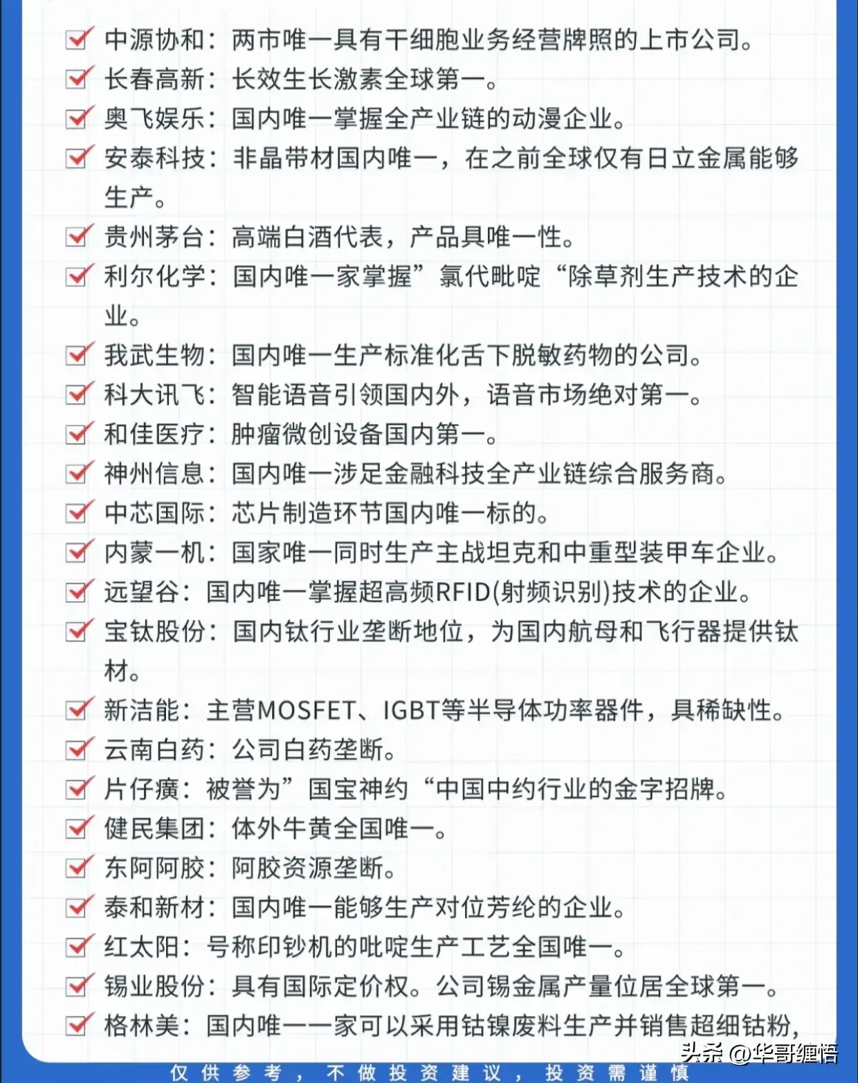 A股具有唯一性的股票