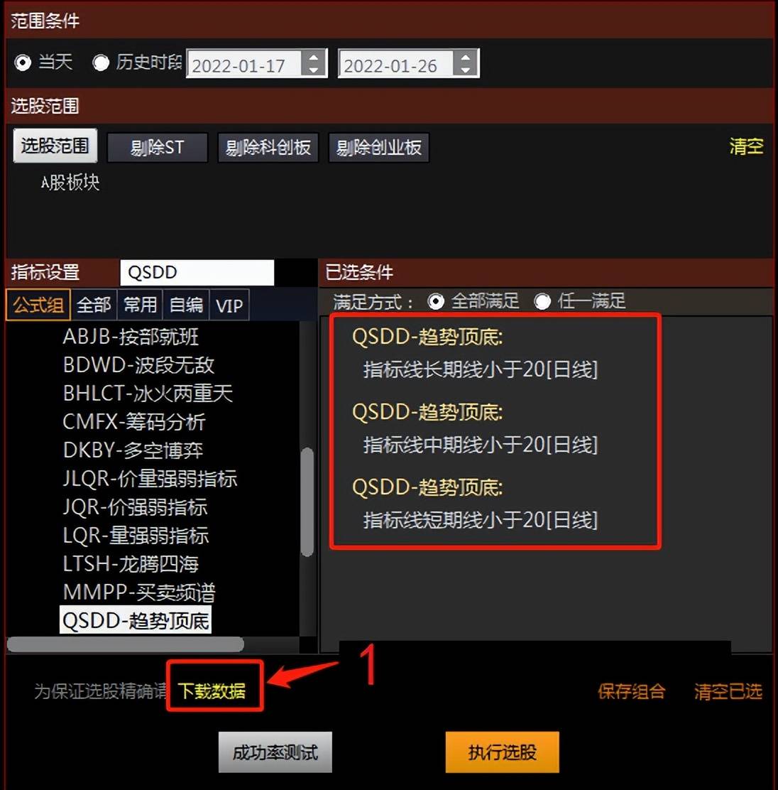如何选出趋势顶底三线沉底的品种?