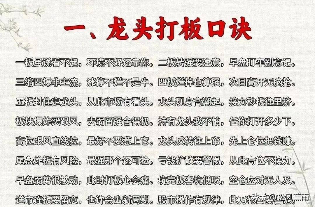 股票技术龙头打板口诀和龙头战法揭秘股票打板教程