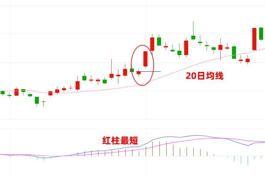 MACD加20日均线一个完整的交易系统强势回调起涨点