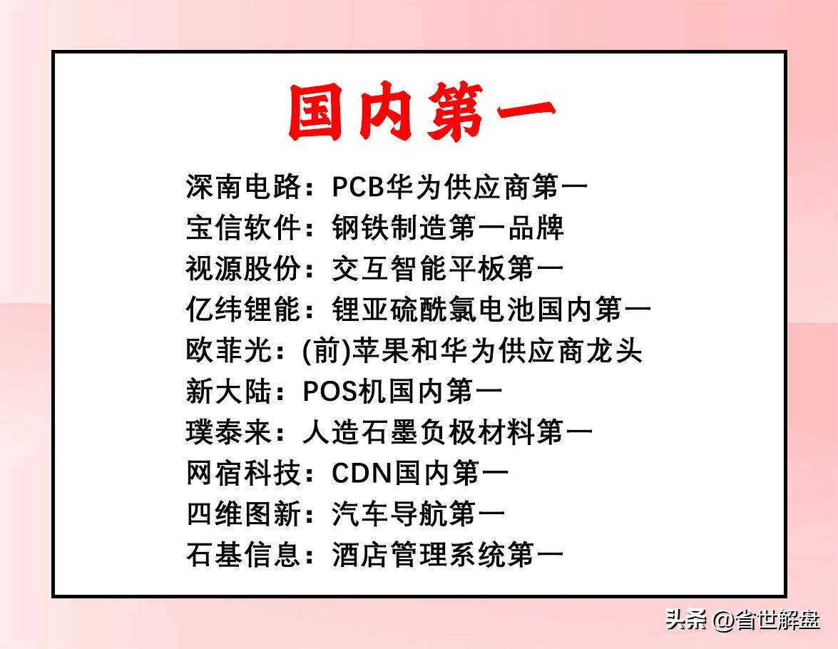 大A上市科技各行业龙头汇总！全是龙头企业最受险资青睐