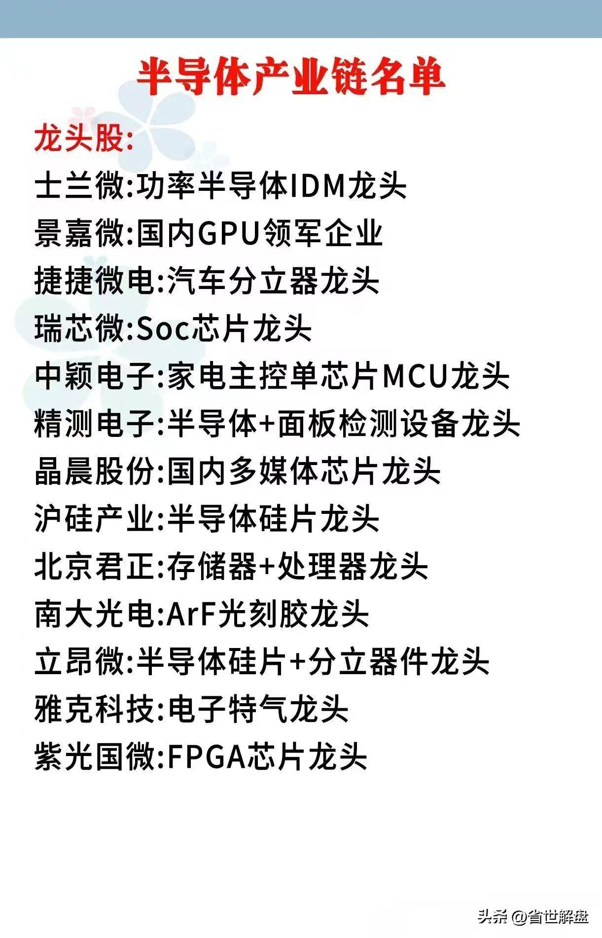 炒作半导体概念必须记住！光刻机先进封装代工等龙头汇总