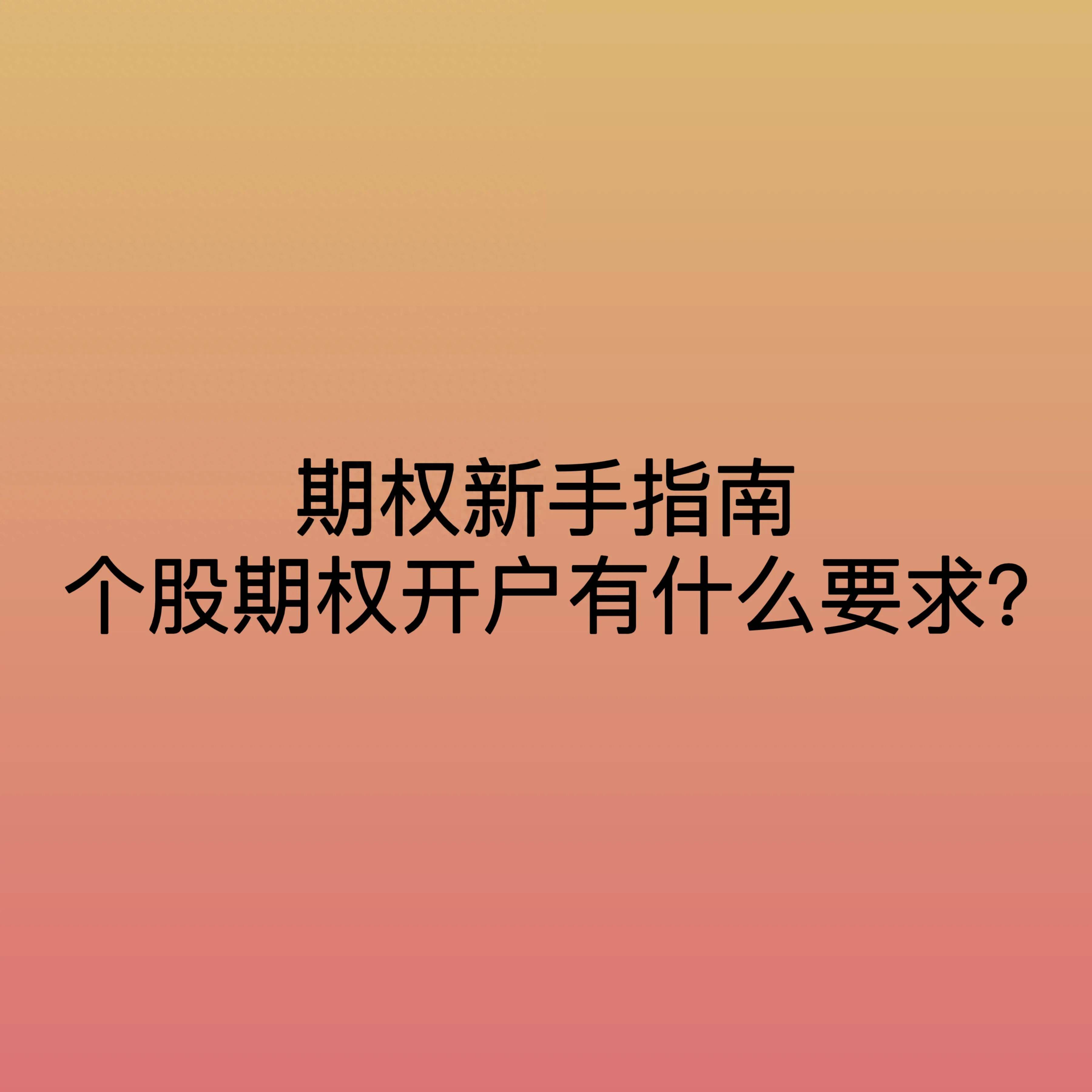 期权新手指南个股期权有什么要求？