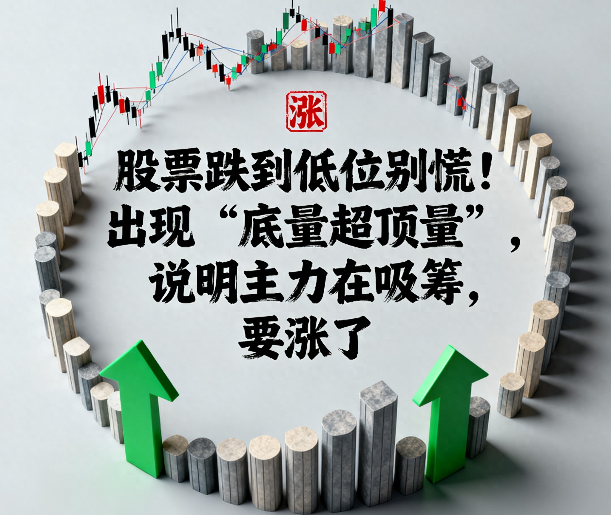 股票跌到低位别慌！出现底量超顶量说明主力在吸筹要涨了