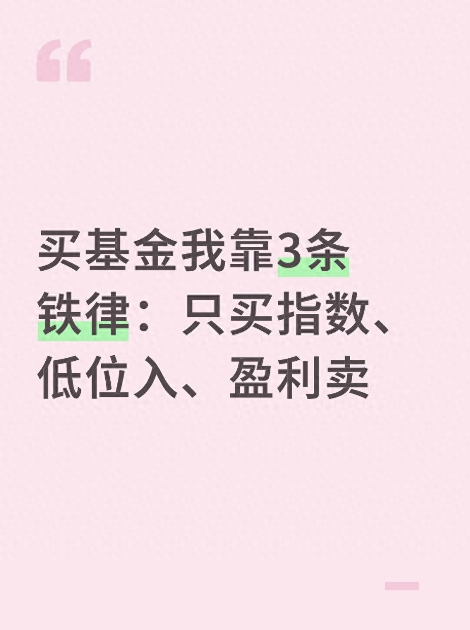 买基金我靠3条铁律只买指数低位入盈利卖