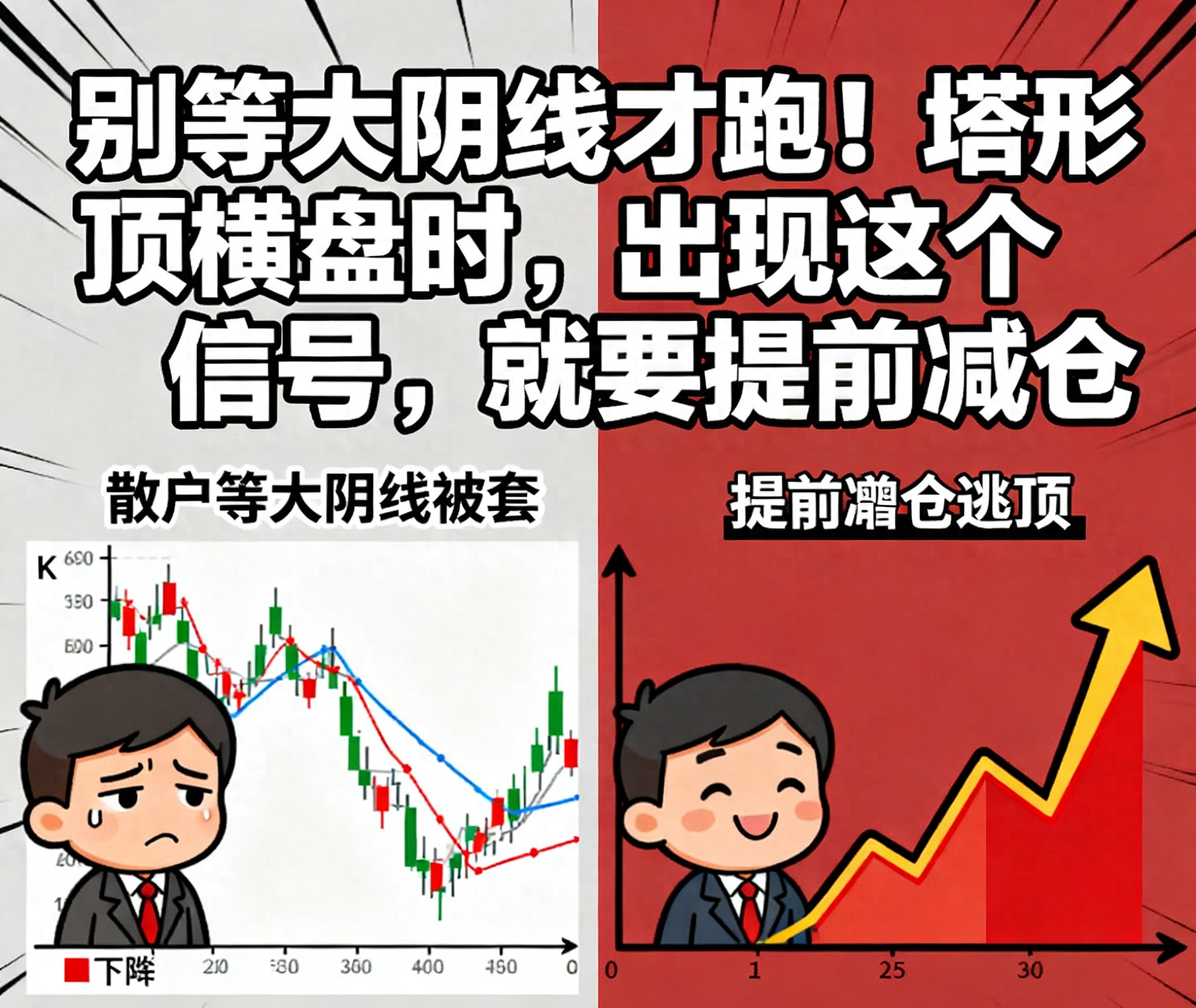 炒股别等大阴线才跑！塔形顶横盘时出现这个信号就要提前减仓