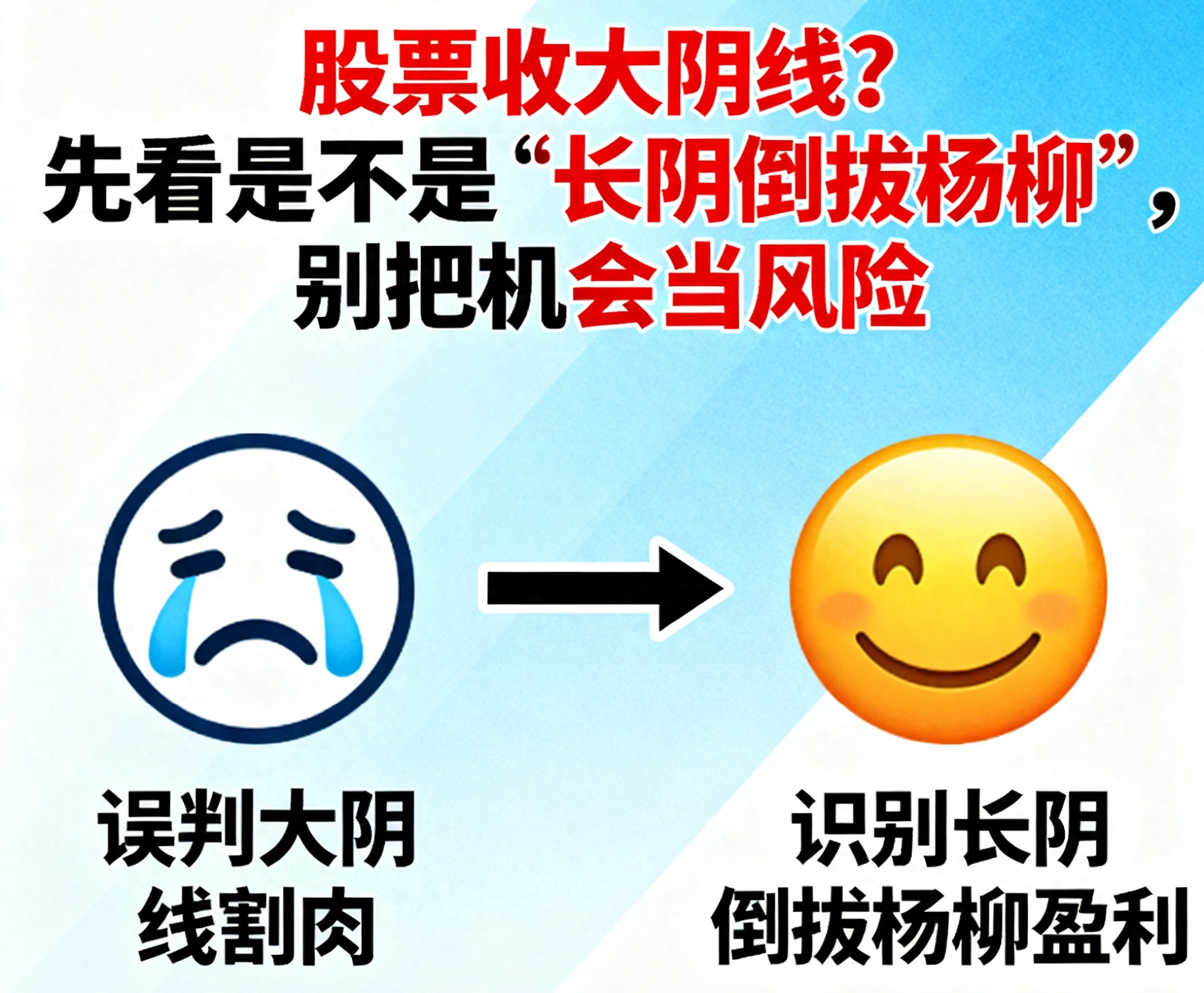 股票收大阴线？先看是不是长阴倒拔杨柳别把机会当风险