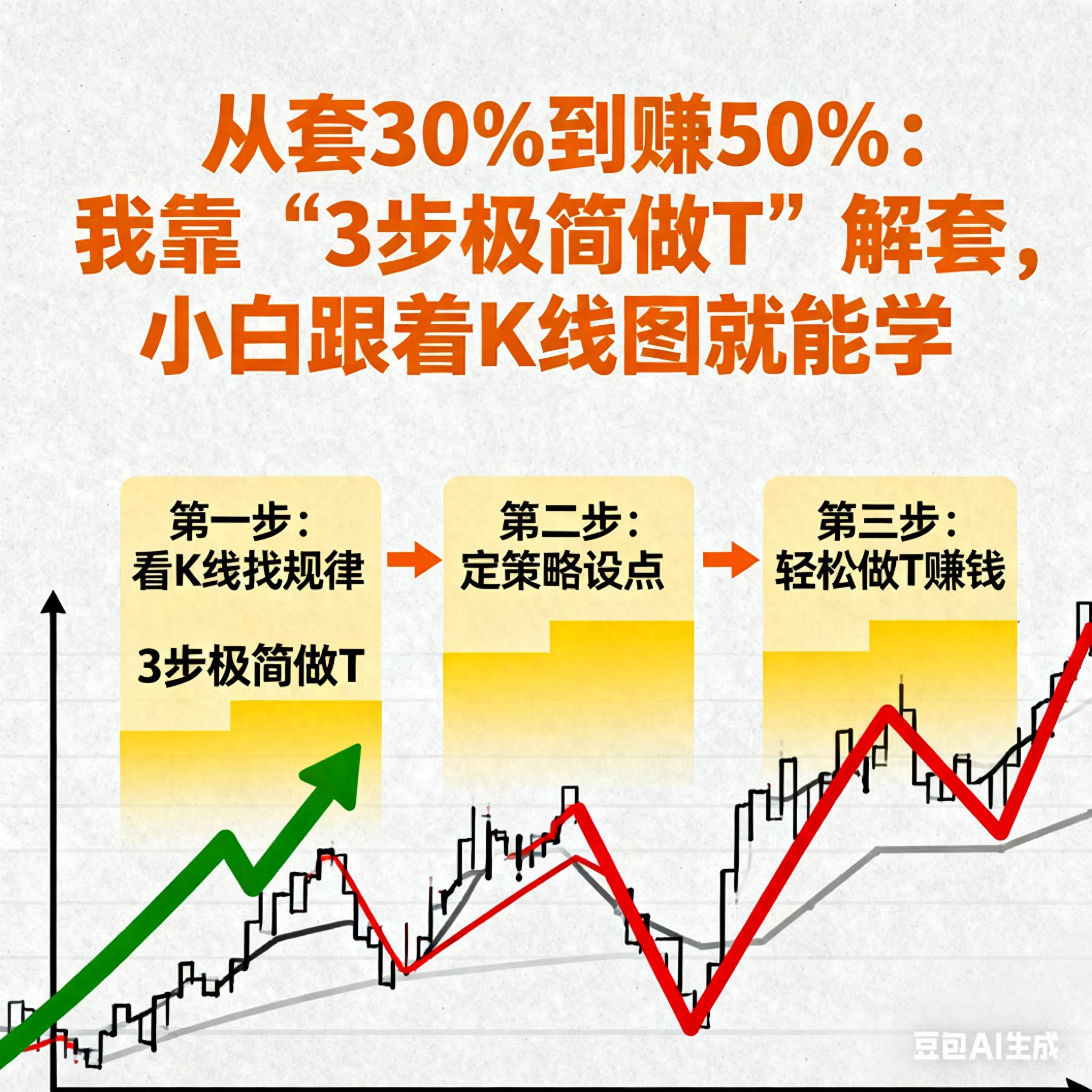 从套30到赚503步极简做T不用盯盘小白看K线图就能学