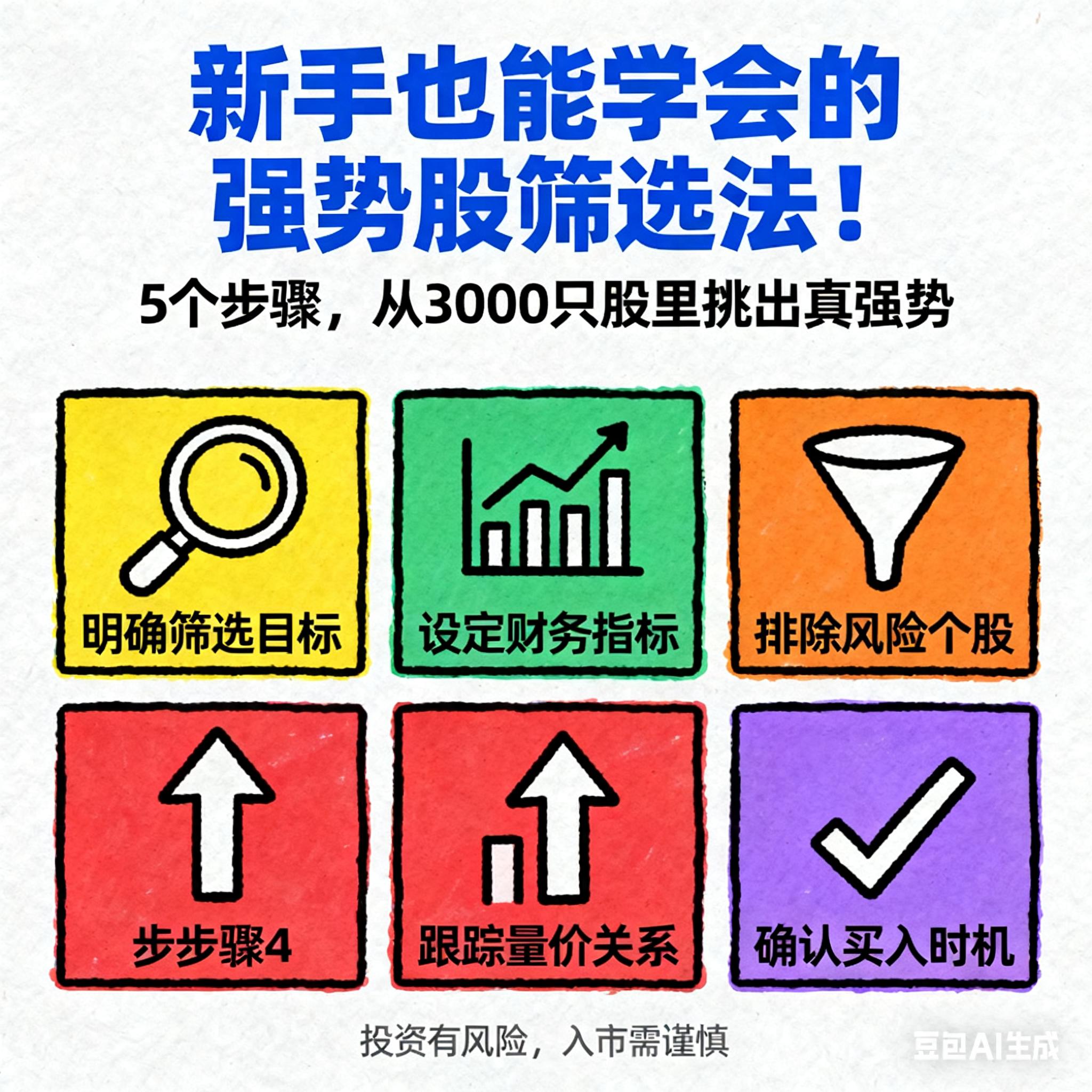 新手也能学会的强势股筛选法！5个步骤从3000只股里挑出真强势